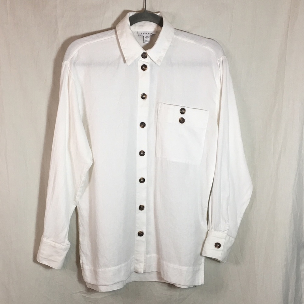 TOPSHOP 100% Cotton Button Down Blouse